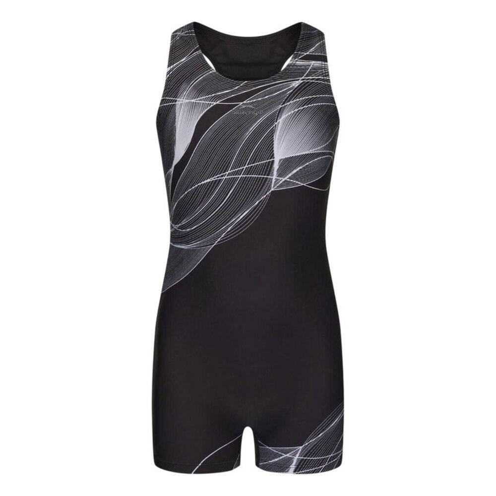 Zoggs Girls Xtra Life One Piece Bathing Suit / Black/Gray